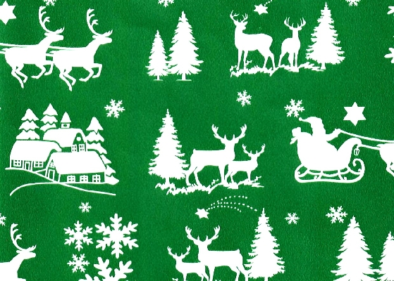 PAPEL DE REGALO PREMIUM TRINEO NAVIDEÑO VERDE 